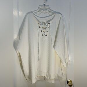 New York Laundry Women's 3X White Pullover Sweater/Blouse Criss Cross Front